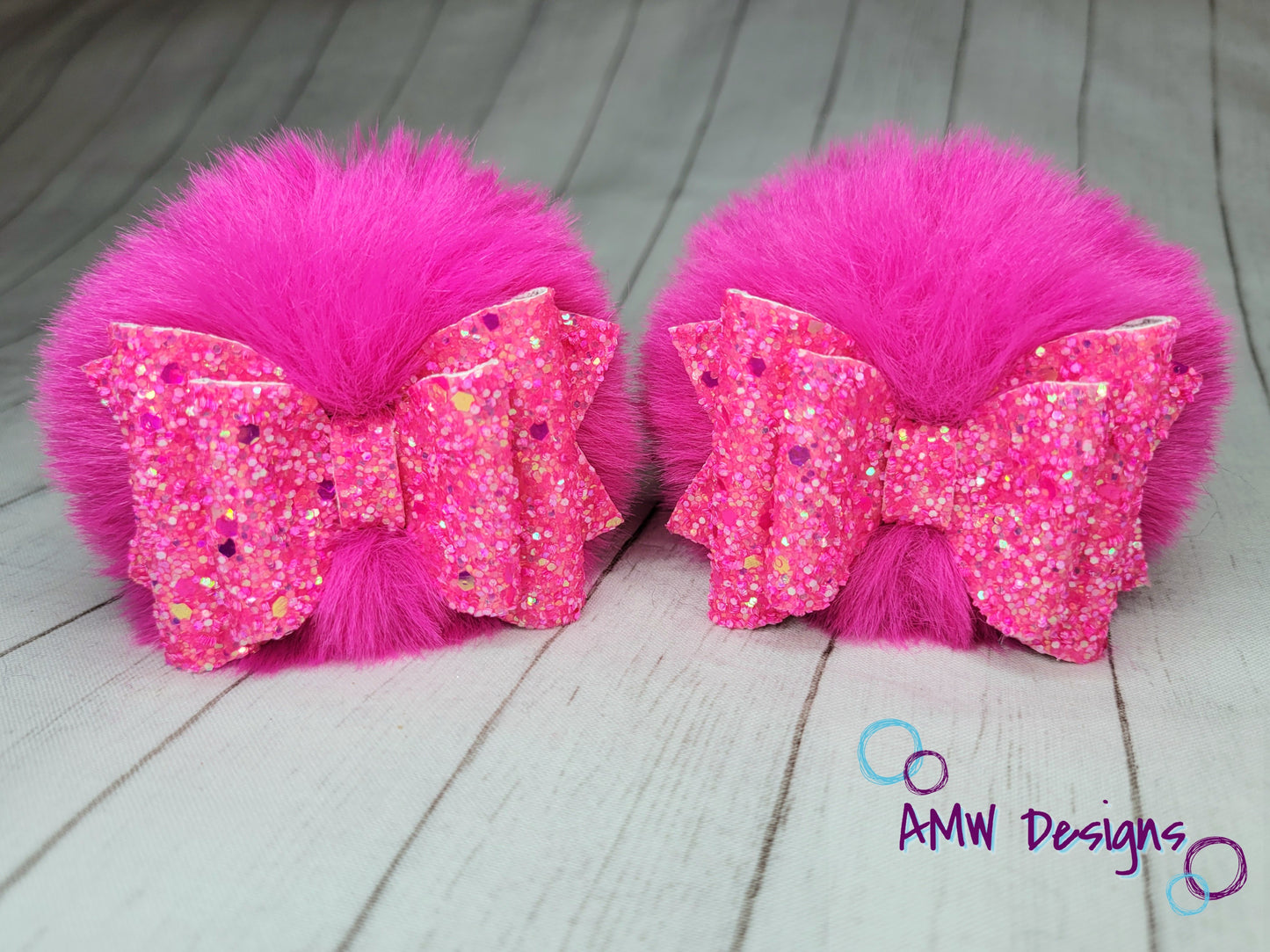 Neon Pink Pom Piggies