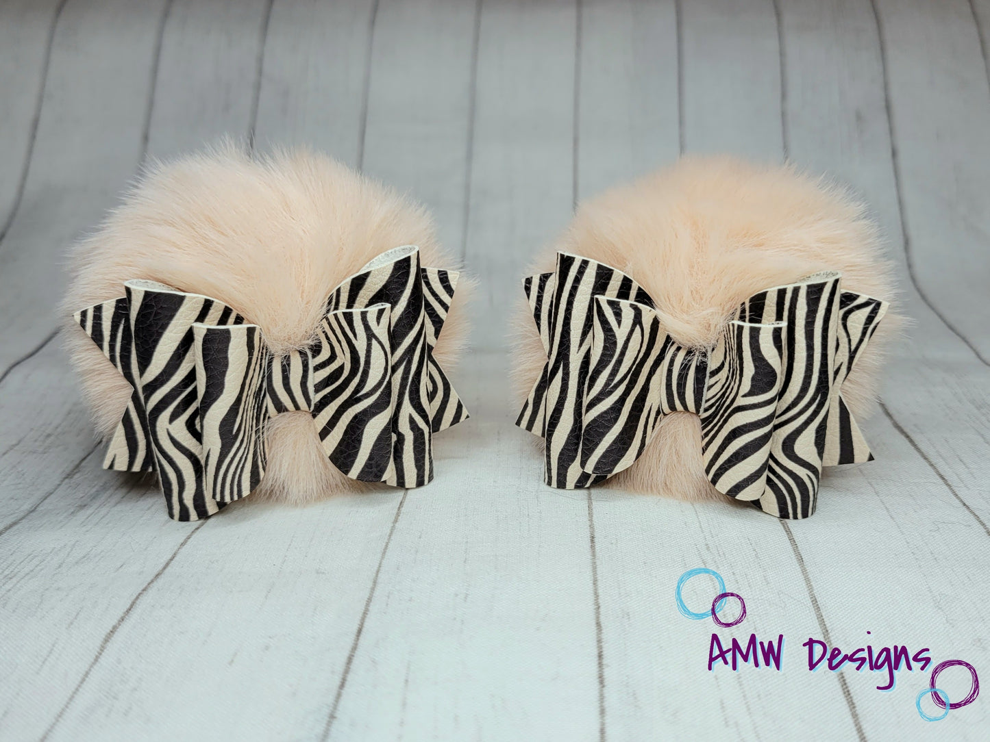 Natural Zebra Striped Pom Piggies