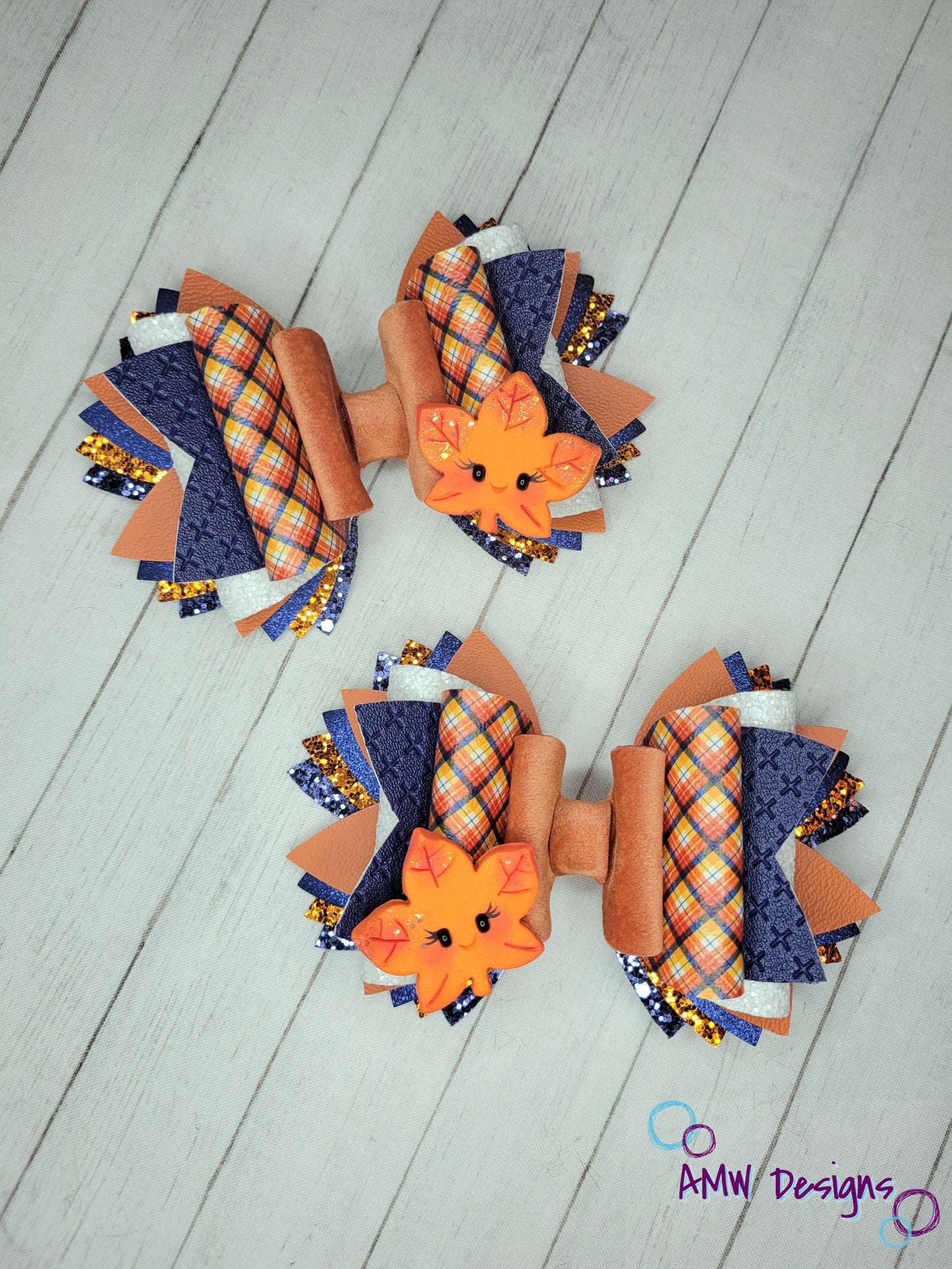 Maple Leaf Plaid XL Pigtail Bows