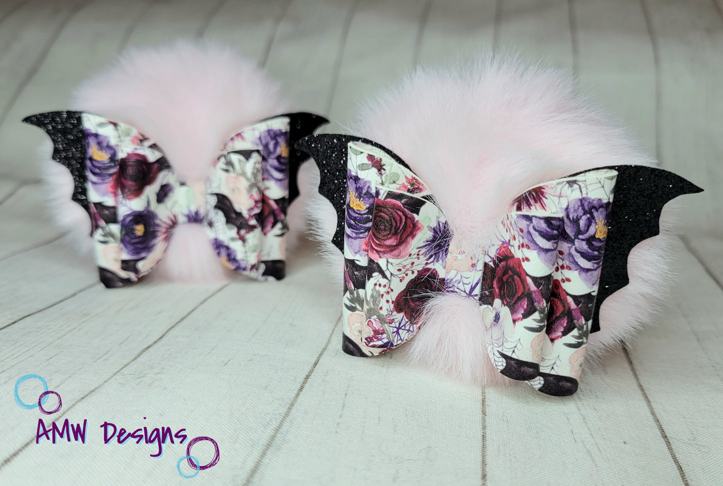 Floral Bat wing Pom Piggies
