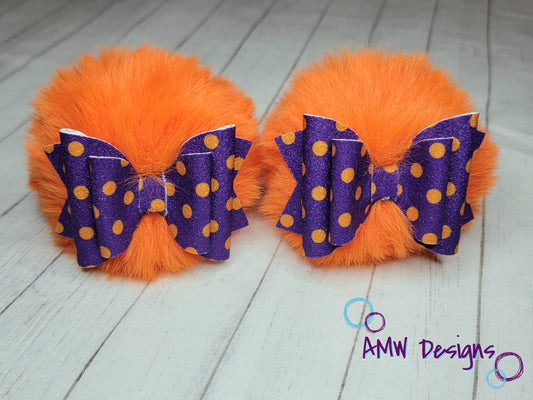 Purple/Orange Polkadot Pom Piggies
