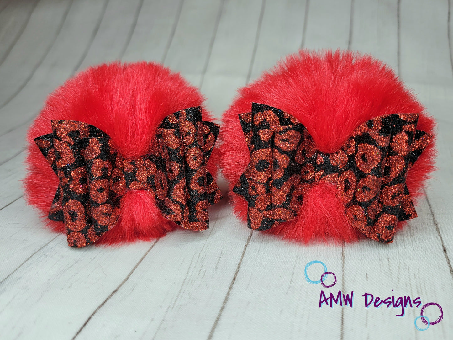 Red Cheetah Print Pom Piggies