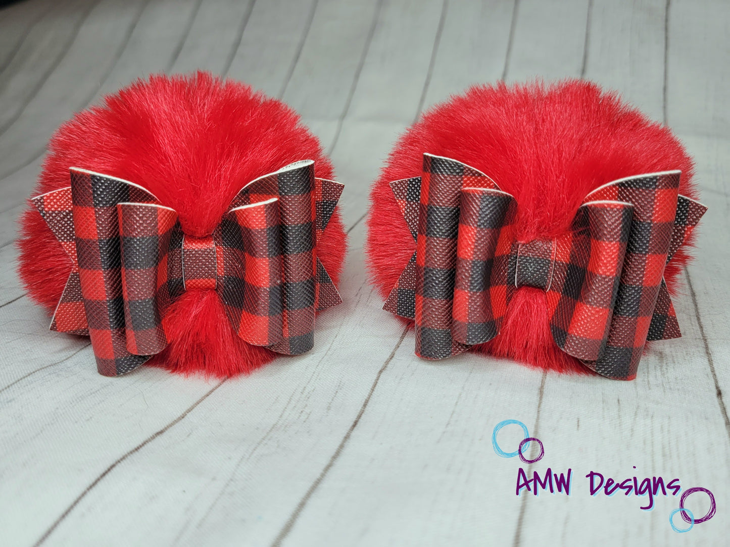 Red Buffalo Plaid on Red Pom Piggies