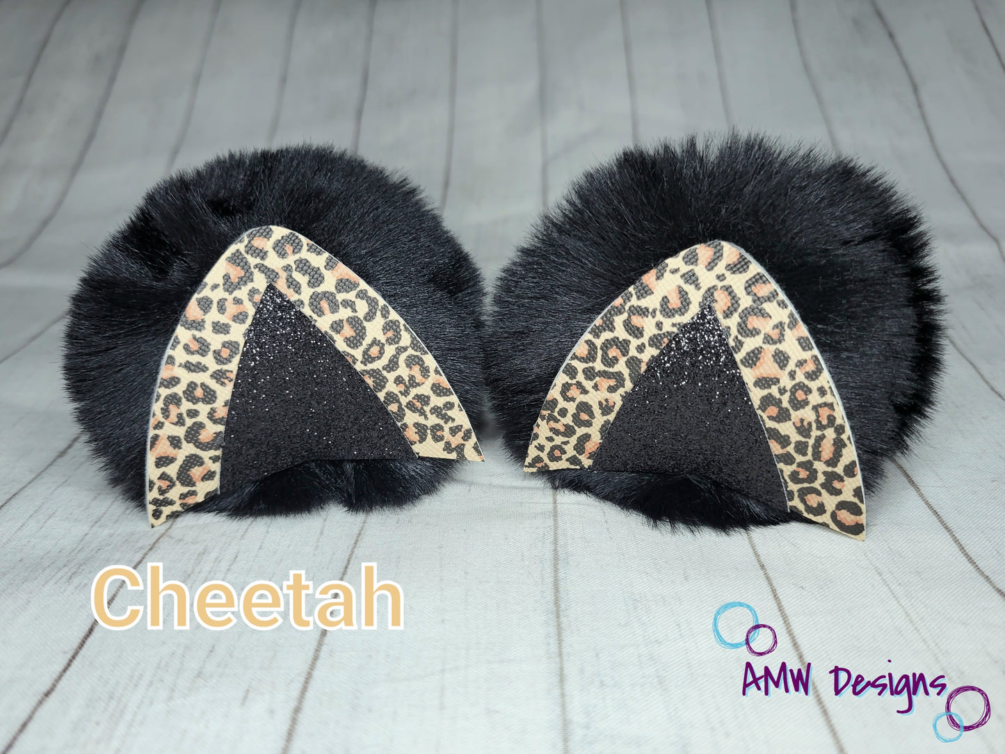 Cheetah Ear Pom Piggies