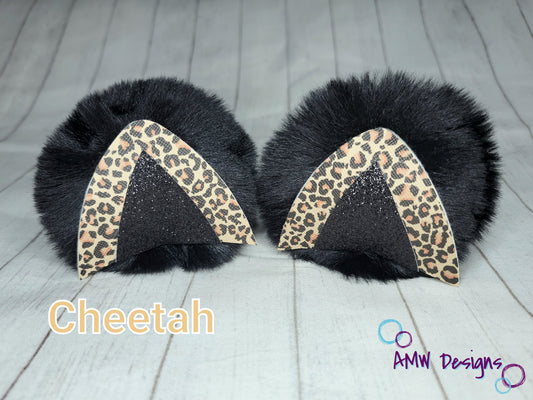 Cheetah Ear Pom Piggies