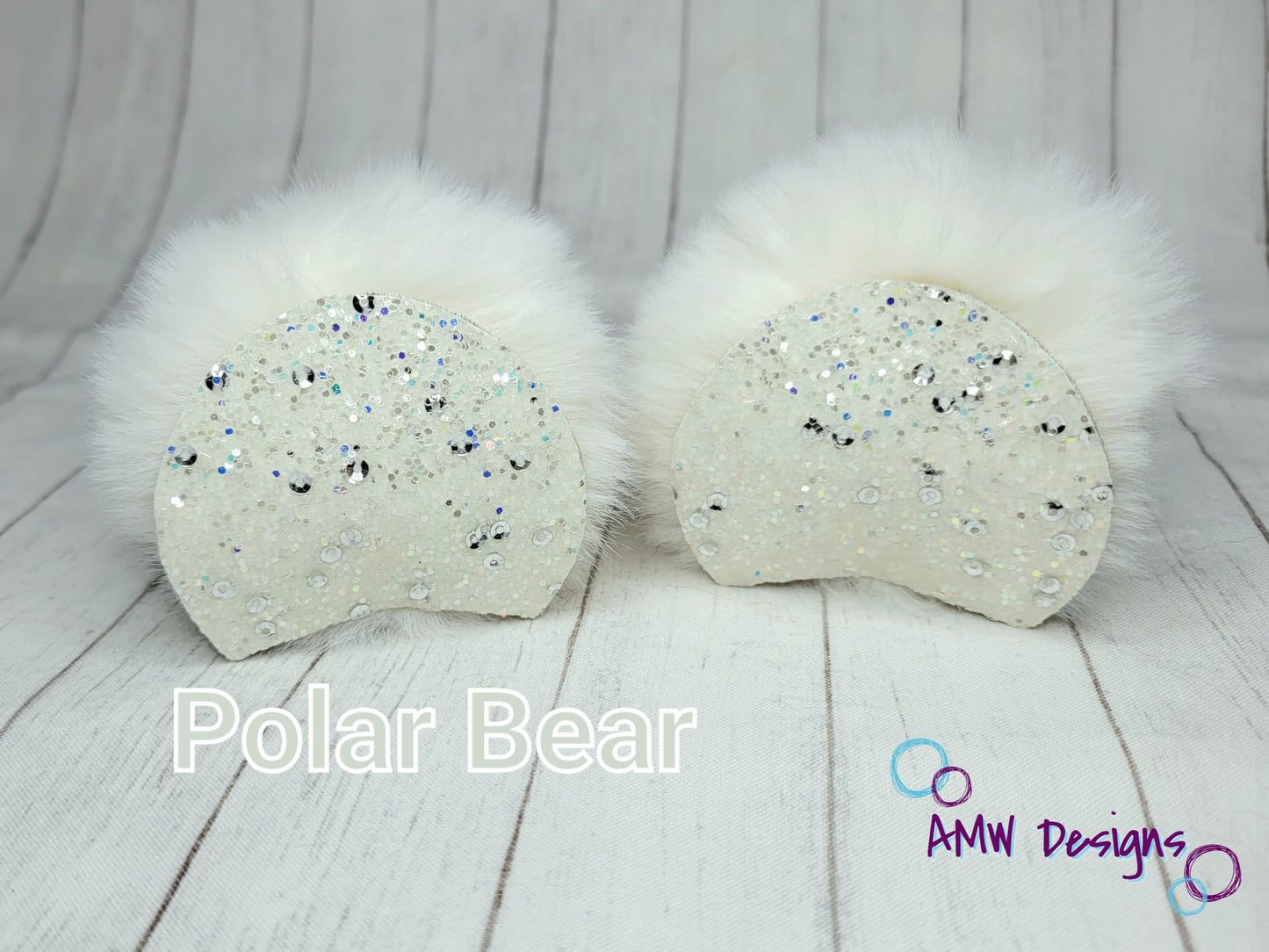 Polar Bear Ear Pom Piggies