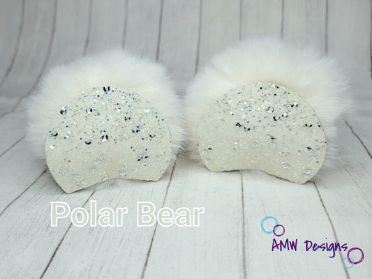 Polar Bear Ear Pom Piggies