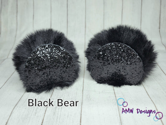 Black Bear Ear Pom Piggies
