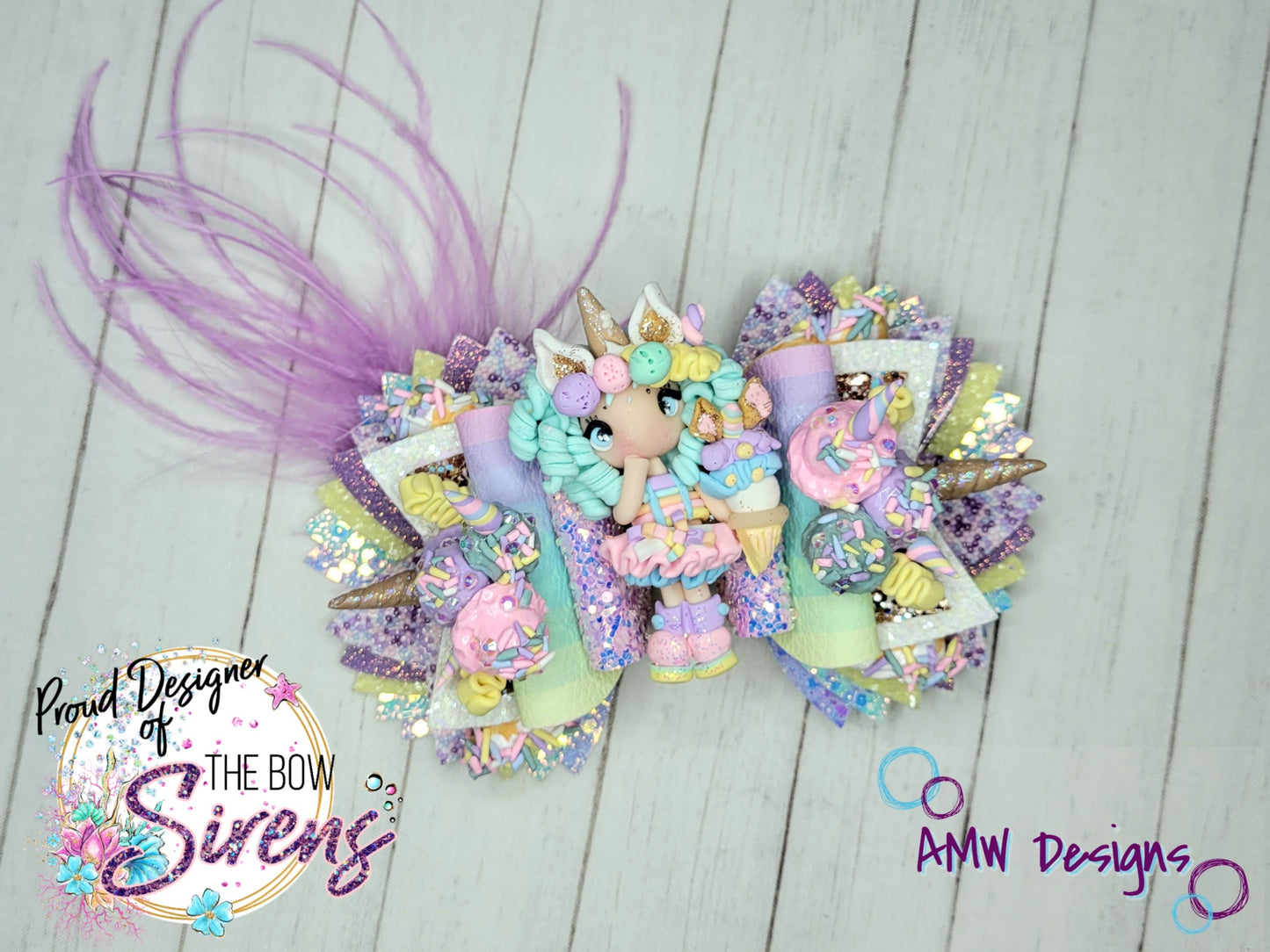 Unicorn Ice Cream Dream Bow